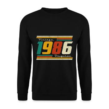 1986 Anniversaire Né En 1986 Rétro Vintage - Sweat-shirt Unisexe - noir - Devant - Alina (178cm) & Michal (187cm)