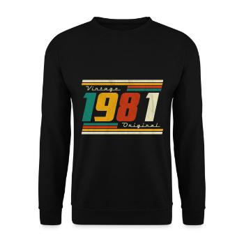 1981 Birthday Born In 1981 Retro Vintage - Unisex Sweatshirt - black - Front - Alina (178cm) & Michal (187cm)