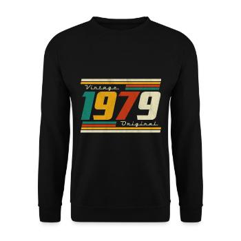1979 Geburtstag geboren im Jahr 1979 Retro Vintage - Unisex Pullover - Schwarz - Vorne - Alina (178cm) & Michal (187cm)