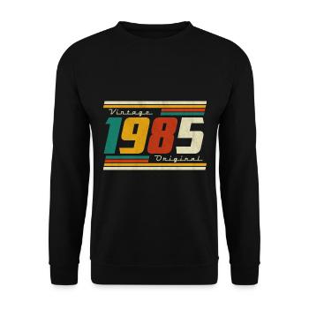 1985 Anniversaire Né En 1985 Rétro Vintage - Sweat-shirt Unisexe - noir - Devant - Alina (178cm) & Michal (187cm)