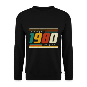 1980 Birthday Born In 1980 Retro Vintage - Unisex Sweatshirt - black - Front - Alina (178cm) & Michal (187cm)