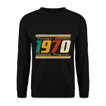 1970 Anniversaire Né En 1970 Rétro Vintage - Sweat-shirt Unisexe - noir - Devant - Alina (178cm) & Michal (187cm)