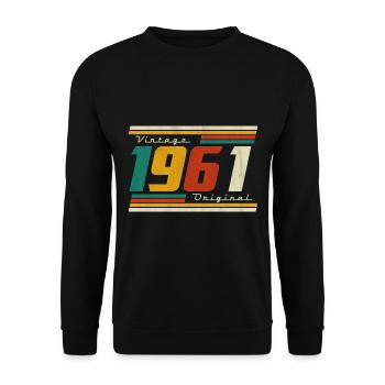 1961 Vintage anniversaire rétro Vintage cadeau - Sweat-shirt Unisexe - noir - Devant - Alina (178cm) & Michal (187cm)