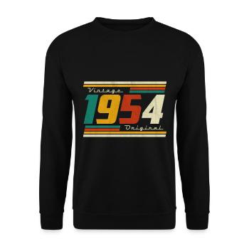 1954 Anniversaire Né En 1954 Rétro Vintage - Sweat-shirt Unisexe - noir - Devant - Alina (178cm) & Michal (187cm)