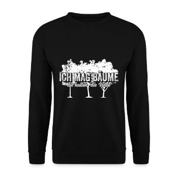 Ich mag Bäume die halten die Fresse - spruch - Unisex Pullover - Schwarz - Vorne - Alina (178cm) & Michal (187cm)