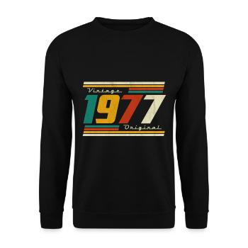 1977 Anniversaire Né En 1977 Rétro Vintage - Sweat-shirt Unisexe - noir - Devant - Alina (178cm) & Michal (187cm)