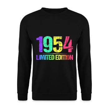 1954 Limited Edition Jahrgang 54er Retro Jahrgang - Unisex Pullover - Schwarz - Vorne - Alina (178cm) & Michal (187cm)