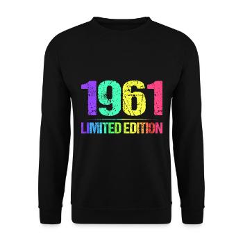 1961 Limited Edition Jahrgang 61er Retro Jahrgang - Unisex Pullover - Schwarz - Vorne - Alina (178cm) & Michal (187cm)