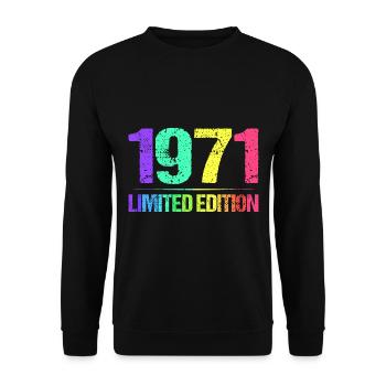 1971 Limited Edition Jahrgang 71er Retro Jahrgang - Unisex Pullover - Schwarz - Vorne - Alina (178cm) & Michal (187cm)