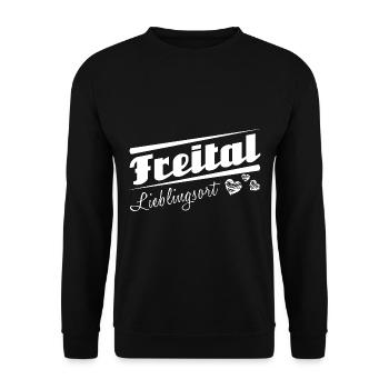 Freital - Lieblingsort mit Stadtnamen - Unisex Pullover - Schwarz - Vorne - Alina (178cm) & Michal (187cm)