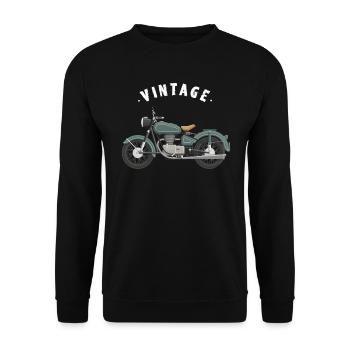 vintage bike Motorrad Café Racer Motorradsport - Unisex Pullover - Schwarz - Vorne - Alina (178cm) & Michal (187cm)