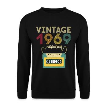 Year of Birth Gift Vintage 1969 Original Shirt - Unisex Sweatshirt - black - Front - Alina (178cm) & Michal (187cm)