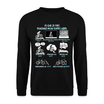 VTT et temps libre, passion vélo - Sweat-shirt Unisexe - noir - Devant - Alina (178cm) & Michal (187cm)