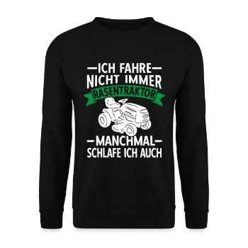 Rasentraktor Aufsitzmäher Rasen mähen Gärtner - Unisex Pullover - Schwarz - Vorne - Alina (178cm) & Michal (187cm)