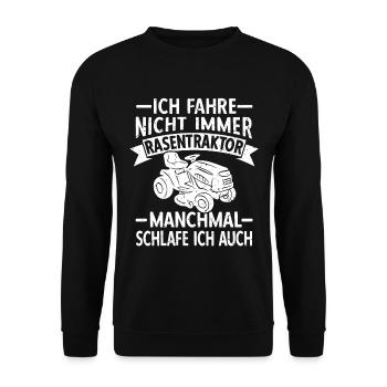 Rasentraktor Aufsitzmäher Lustige Gartenarbeit - Unisex Pullover - Schwarz - Vorne - Alina (178cm) & Michal (187cm)