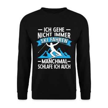 Ski Fahren Alter Mann auf Skiern Skifahrer Sprüche - Unisex Pullover - Schwarz - Vorne - Alina (178cm) & Michal (187cm)