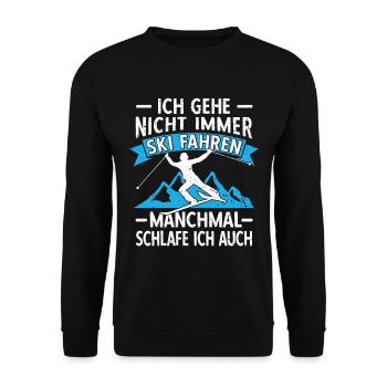 Lustige Skifahrer Ski Fahren Alter Mann auf Skiern - Unisex Pullover - Schwarz - Vorne - Alina (178cm) & Michal (187cm)