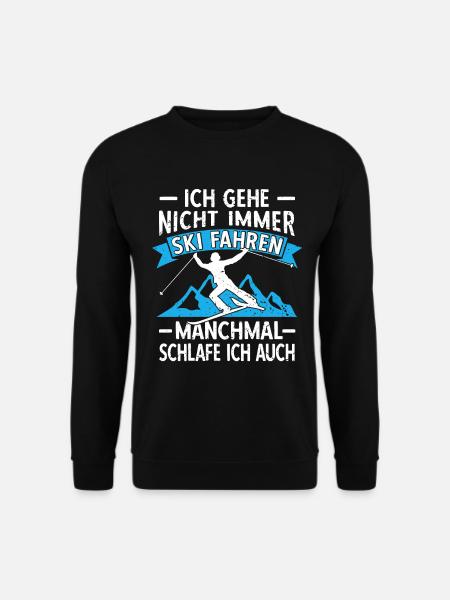 Lustige Skifahrer Ski Fahren Alter Mann auf Skiern - Unisex Pullover - Schwarz