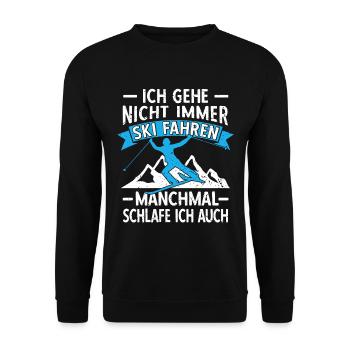 Alter Mann auf Skiern Ski Fahren Lustige Skifahrer - Unisex Pullover - Schwarz - Vorne - Alina (178cm) & Michal (187cm)
