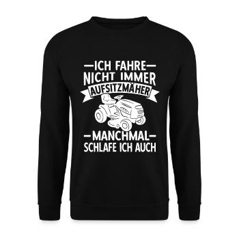 Aufsitzmäher Rasentraktor Landschaftsgärtner Rasen - Unisex Pullover - Schwarz - Vorne - Alina (178cm) & Michal (187cm)