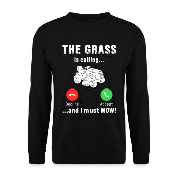 Lawn tractor Ride-on lawn mower The lawn calls - Unisex Sweatshirt - black - Front - Alina (178cm) & Michal (187cm)