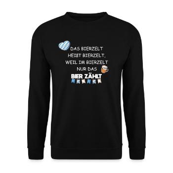 Bier zählt - Bierzelt Trachtn Party Volksfest - Unisex Pullover - Schwarz - Vorne - Alina (178cm) & Michal (187cm)