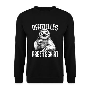 Offizielles Arbeitsshirt Lustiges Faultier Sloth - Unisex Pullover - Schwarz - Vorne - Alina (178cm) & Michal (187cm)