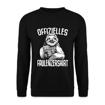 Offizielles Faulenzershirt Faulenzen Faultier Faul - Unisex Pullover - Schwarz - Vorne - Alina (178cm) & Michal (187cm)