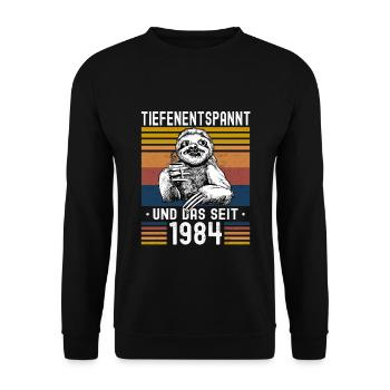 Faultier Geburtstag 1984 Geboren Jahrgang 1984 - Unisex Pullover - Schwarz - Vorne - Alina (178cm) & Michal (187cm)