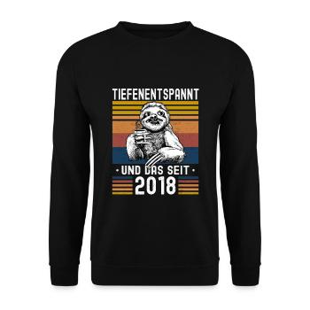 Faultier Geburtstag 2018 Geboren Jahrgang 2018 - Unisex Pullover - Schwarz - Vorne - Alina (178cm) & Michal (187cm)