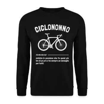Cyclonono Phrasen Lustiges Fahrrad Großvater Radfahrer - Unisex Pullover - Schwarz - Vorne - Alina (178cm) & Michal (187cm)