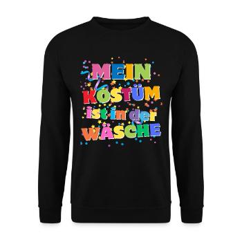 Mein Kostüm ist in der Wäsche - Karneval Fasching - Unisex Pullover - Schwarz - Vorne - Alina (178cm) & Michal (187cm)