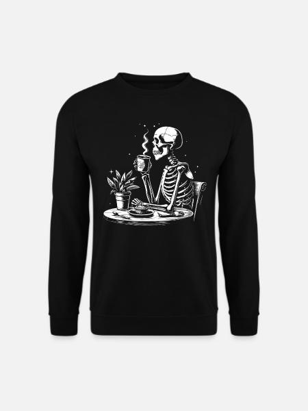 Skeleton drinking black coffee - Unisex Sweatshirt - black