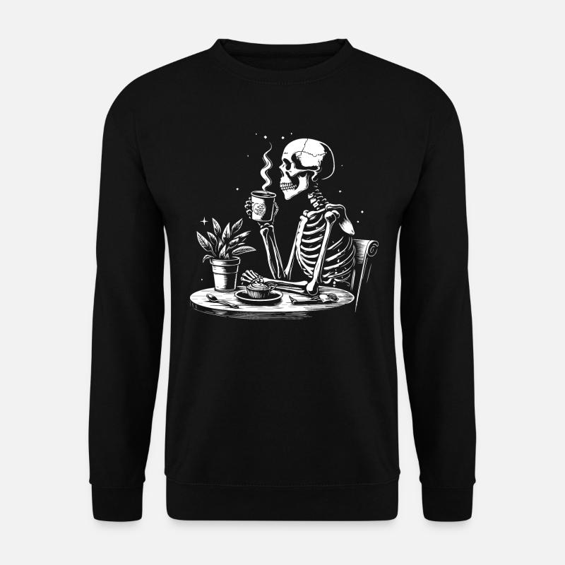 Skeleton drinking black coffee - Unisex Sweatshirt - black
