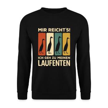 J’en ai assez, je vais à mes canards qui courent - Sweat-shirt Unisexe - noir - Devant - Alina (178cm) & Michal (187cm)