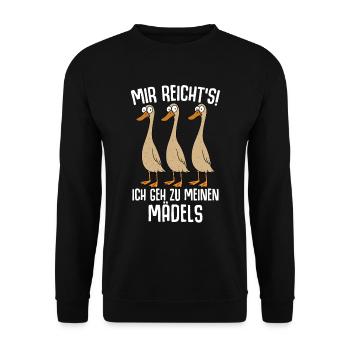 Laufente Mir Reichts Ich Geh Zu Meinen Mädels - Unisex Pullover - Schwarz - Vorne - Alina (178cm) & Michal (187cm)