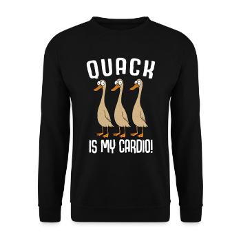 Drôle de canard canard coin-coin est mon cardio - Sweat-shirt Unisexe - noir - Devant - Alina (178cm) & Michal (187cm)