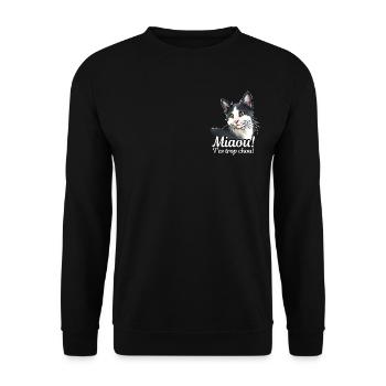 Chat noir et blanc Miaou - Sweat-shirt Unisexe - noir - Devant - Alina (178cm) & Michal (187cm)