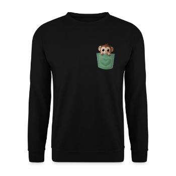 Kleiner Affe inTascheHerz grün - Unisex Pullover - Schwarz - Vorne - Alina (178cm) & Michal (187cm)