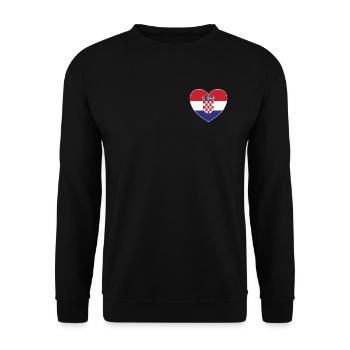 Kroatien Flagge Herz - Unisex Pullover - Schwarz - Vorne - Alina (178cm) & Michal (187cm)