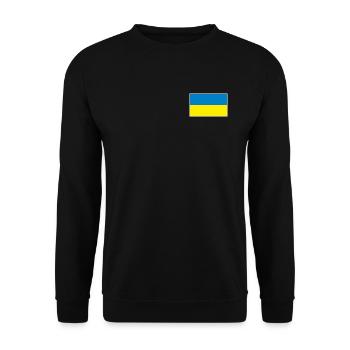 Ukraine Flagge Motiv | Geschenk Ukrainische Wurzel - Unisex Pullover - Schwarz - Vorne - Alina (178cm) & Michal (187cm)