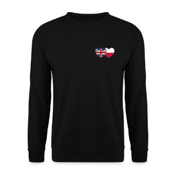 Grande-Bretagne Pologne Drapeau Coeur - Sweat-shirt Unisexe - noir - Devant - Alina (178cm) & Michal (187cm)