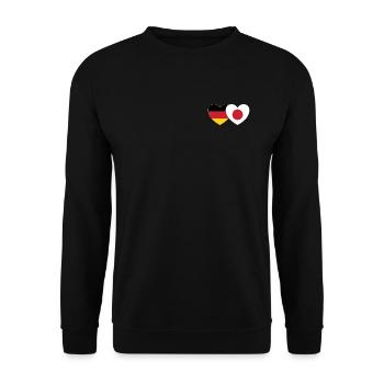 Deutschland Japan Flagge Herz - Unisex Pullover - Schwarz - Vorne - Alina (178cm) & Michal (187cm)