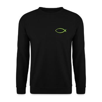 Ichtus fish apple green - Unisex Sweatshirt - black - Front - Alina (178cm) & Michal (187cm)