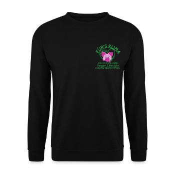 Vegan weibl.Schwein Klima Planet Retten SabineVega - Unisex Pullover - Schwarz - Vorne - Alina (178cm) & Michal (187cm)