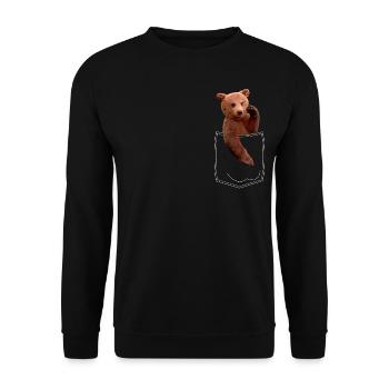 Poche poitrine ours - Sweat-shirt Unisexe - noir - Devant - Alina (178cm) & Michal (187cm)