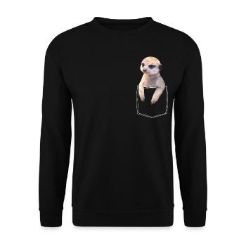 Erdmännchen Meerkat in Brusttasche Hemdtasche - Unisex Pullover - Schwarz - Vorne - Alina (178cm) & Michal (187cm)