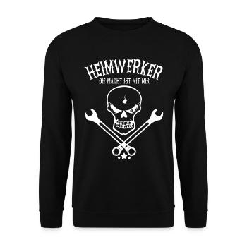Heimwerker Skull - Unisex Pullover - Schwarz - Vorne - Alina (178cm) & Michal (187cm)