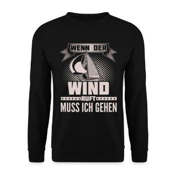 Segeln - Wind ruft - Ich muss gehen - Unisex Pullover - Schwarz - Vorne - Alina (178cm) & Michal (187cm)