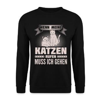 Cats call - I go - Unisex Sweatshirt - black - Front - Alina (178cm) & Michal (187cm)